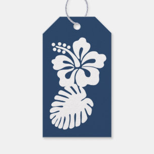 Tropical Hibiscus in Navy Gift Tag