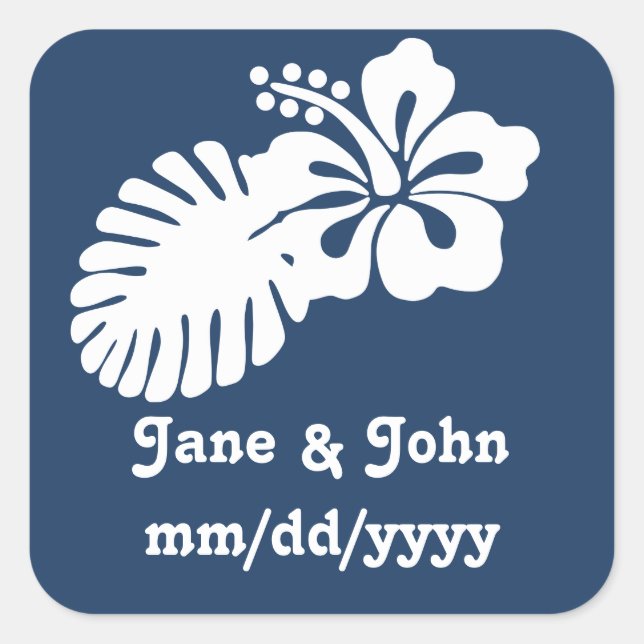 Tropical Hibiscus in Navy Sticker (Front)