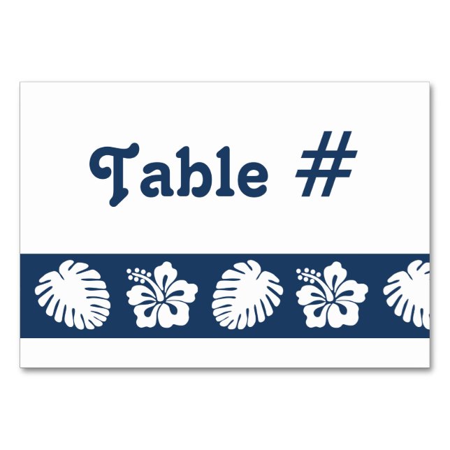 Tropical Hibiscus in Navy Table Card (Front)