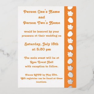 Tropical Hibiscus in Orange Foil Invitation