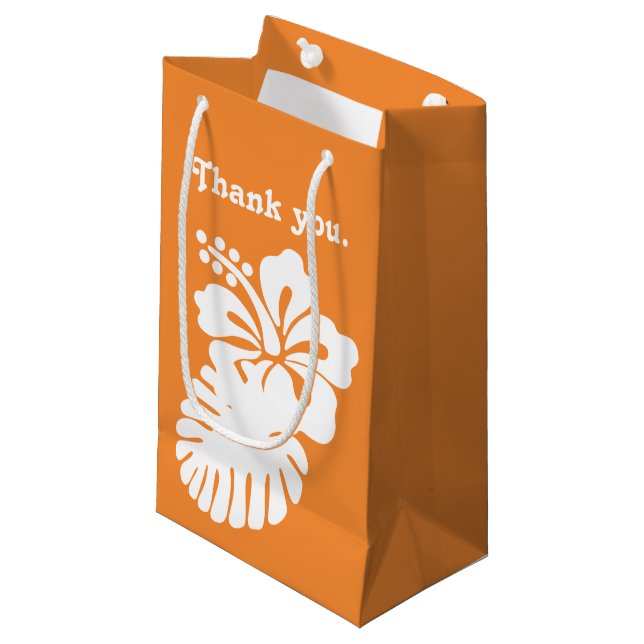 Tropical Hibiscus in Orange Gift Bag (Front Angled)