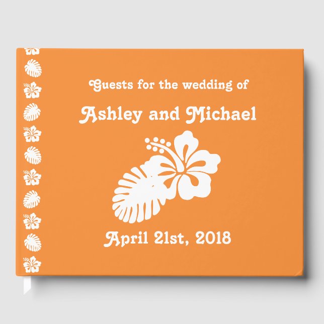 Tropical Hibiscus in Orange Guest Book (Front)