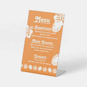 Tropical Hibiscus in Orange Pedestal Sign