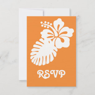 Tropical Hibiscus in Orange RSVP Card