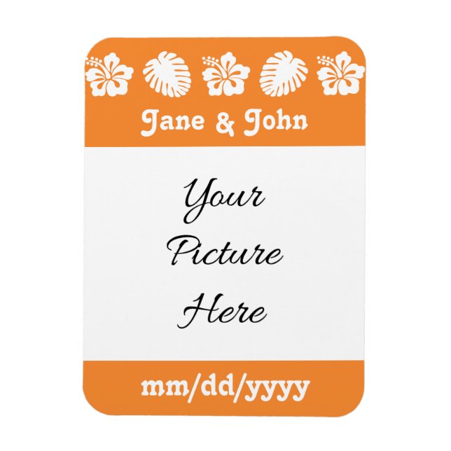 Tropical Hibiscus in Orange Save-the-Date Magnet (Vertical)