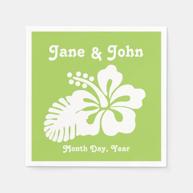 Tropical Hibiscus in Peridot Napkins (Front)