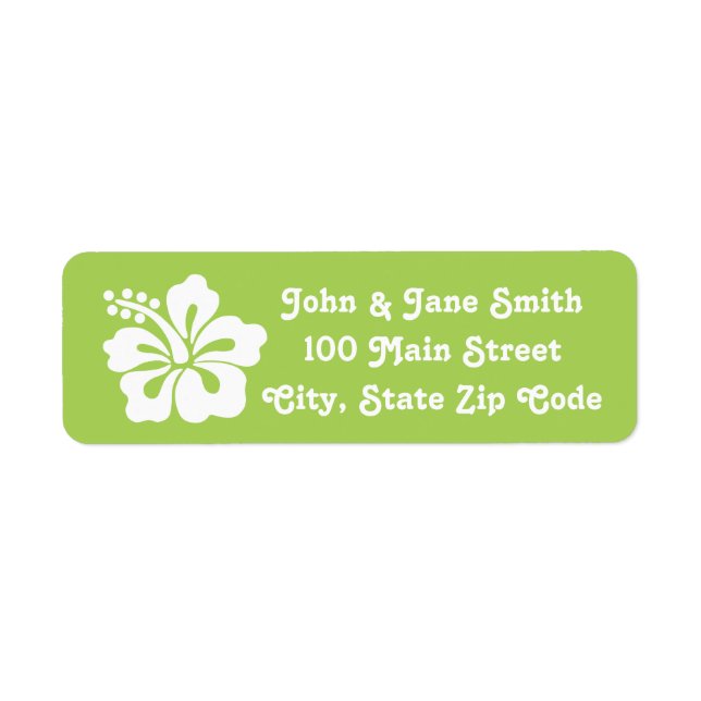 Tropical Hibiscus in Peridot Return Address Label (Front)