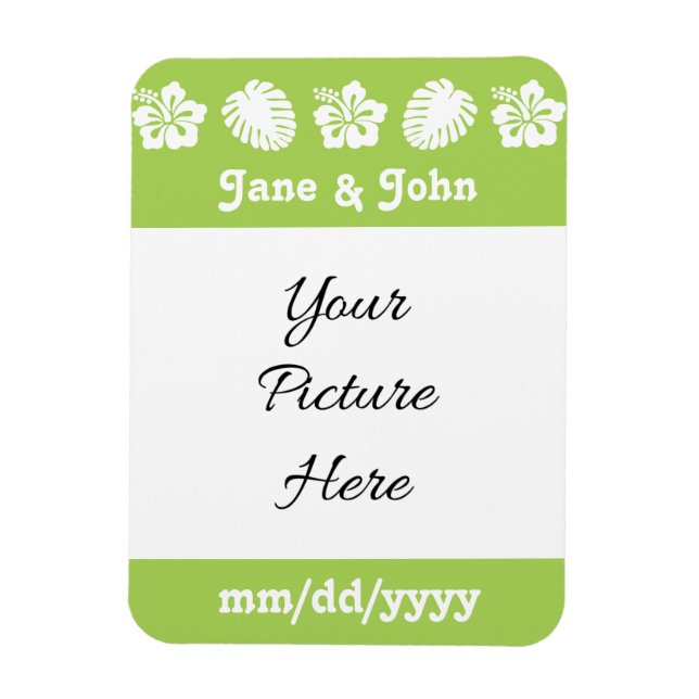 Tropical Hibiscus in Peridot Save-the-Date Magnet (Vertical)