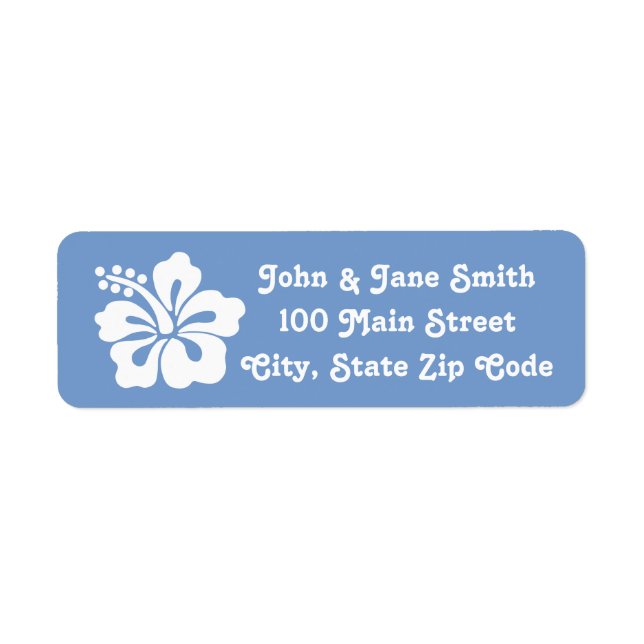 Tropical Hibiscus in Periwinkle Address Label (Front)