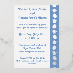 Tropical Hibiscus in Periwinkle Foil Invitation