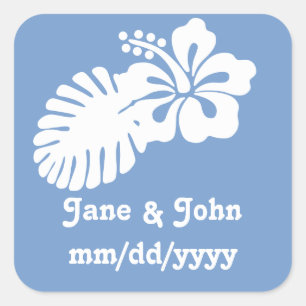 Tropical Hibiscus in Periwinkle Sticker