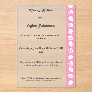 Tropical Hibiscus in Petal Pink Acrylic Wedding Invitations