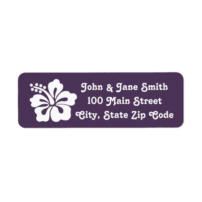 Tropical Hibiscus in Purple Return Address Label (Front)