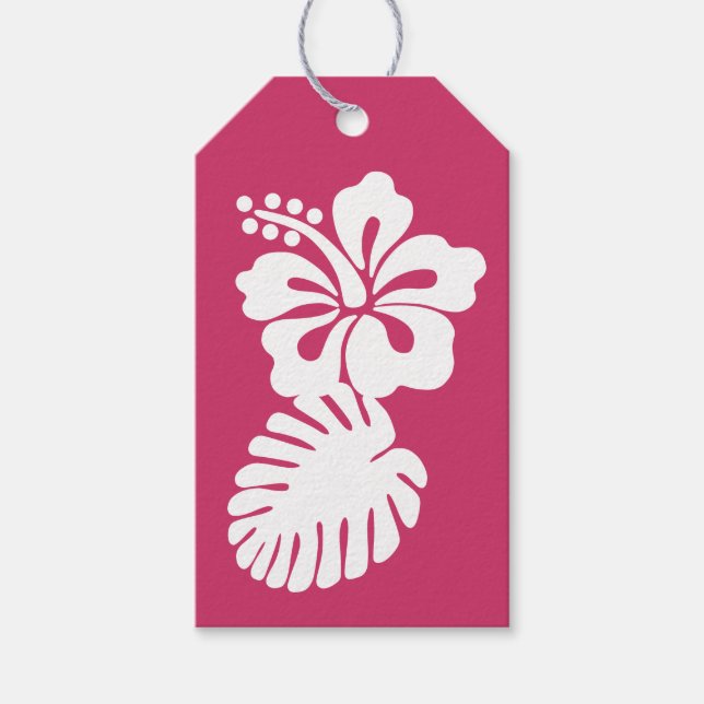 Tropical Hibiscus in Raspberry Gift Tag (Front)