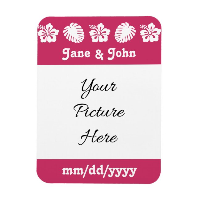 Tropical Hibiscus in Raspberry Reminder Magnet (Vertical)