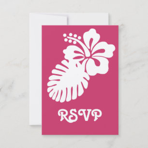 Tropical Hibiscus in Raspberry RSVP Card