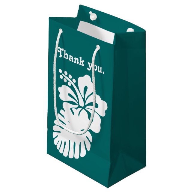 Tropical Hibiscus in Teal Gift Bag (Front Angled)
