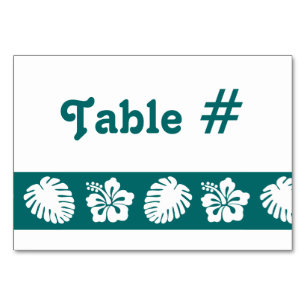 Tropical Hibiscus in Teal Table Card