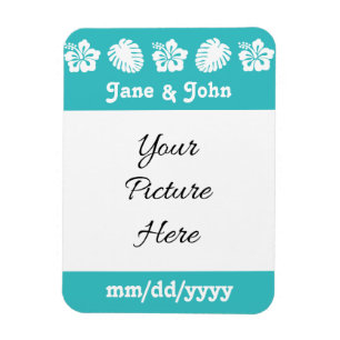 Tropical Hibiscus in Turquoise Reminder Magnet