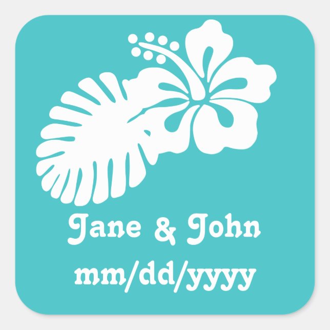 Tropical Hibiscus in Turquoise Sticker (Front)