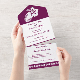 Tropical Hibiscus in Wine All In One Invitation