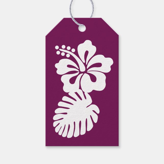 Tropical Hibiscus in Wine Gift Tag (Front)