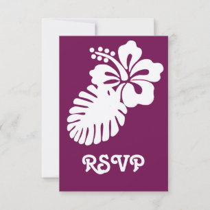 Tropical Hibiscus in Wine RSVP Card