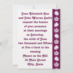 Tropical Hibiscus in Wine Wedding Invitation