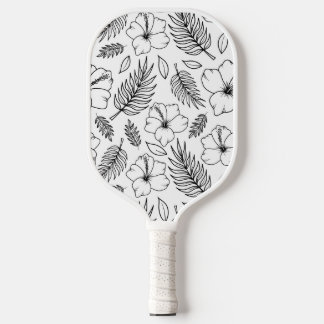 Tropical Hibiscus Line Art Graphic Art Pickleball Paddle