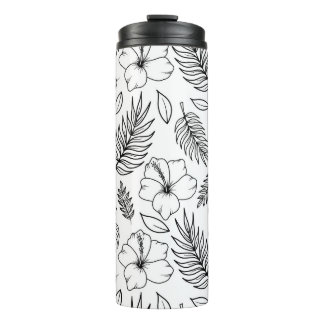 Tropical Hibiscus Line Art Graphic Art Thermal Tumbler