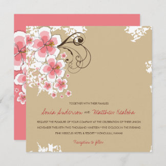 Tropical Hibiscus Luau Pink Beach Wedding Invite