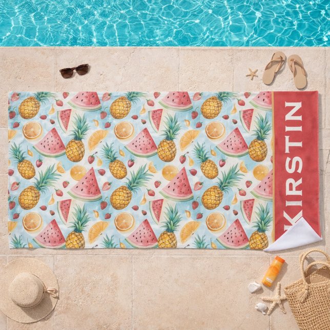 Tropical Hibiscus & Palm Leaf Beach Towel (Creator Uploaded)
