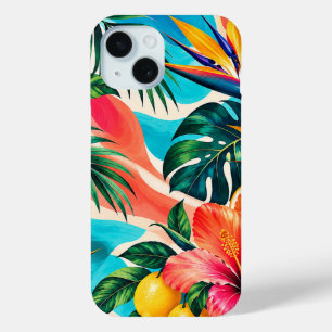 Tropical Hibiscus Paradise Botanical Art iPhone 15 Case