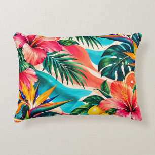 Tropical Hibiscus Paradise Botanical Art Decorative Cushion