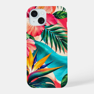 Tropical Hibiscus Paradise Botanical Art iPhone 15 Case
