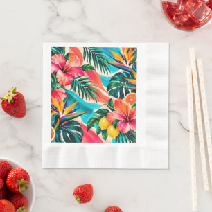 Tropical Hibiscus Paradise Botanical Art Napkin