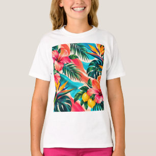 Tropical Hibiscus Paradise Botanical Art T-Shirt