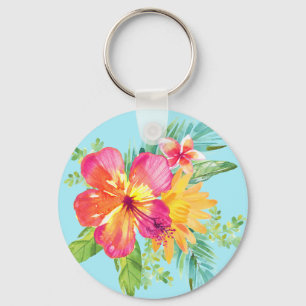 Tropical Hibiscus Party Favour Key Ring