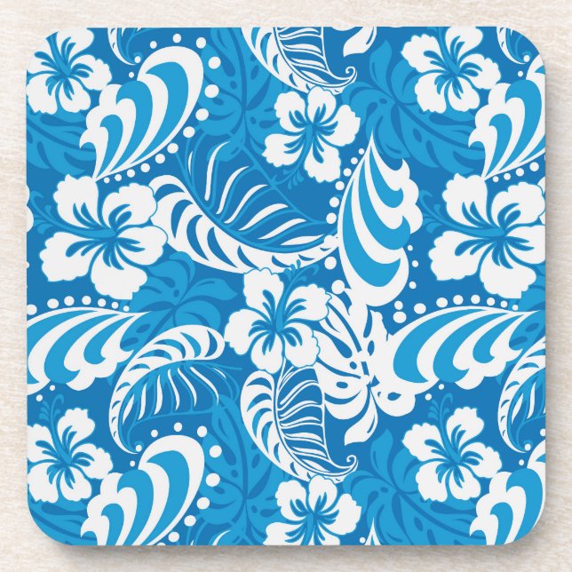 Tropical Hibiscus Pattern Coaster (Front)