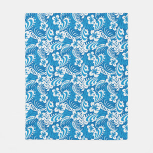 Tropical Hibiscus Pattern Fleece Blanket