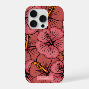 Tropical hibiscus pattern personalised iPhone case