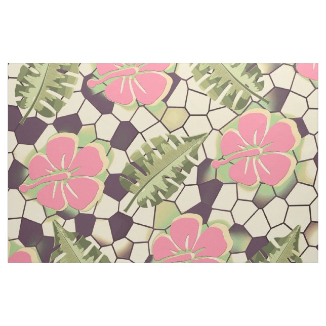 Tropical Hibiscus Pattern - PINK Fabric (Yard)