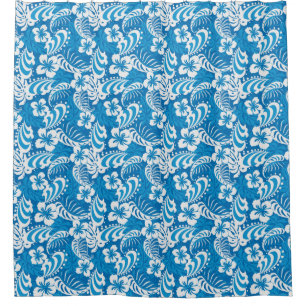 Tropical Hibiscus Pattern Shower Curtain