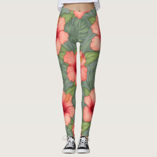Tropical Hibiscus Pattern – Vibrant Island Floral  Leggings