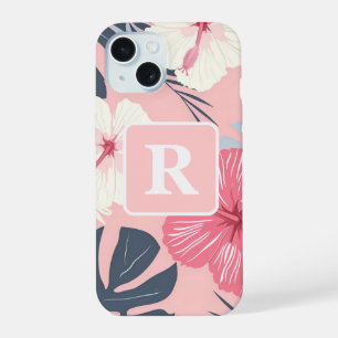 Tropical Hibiscus personalised Monogram iPhone 15 Case