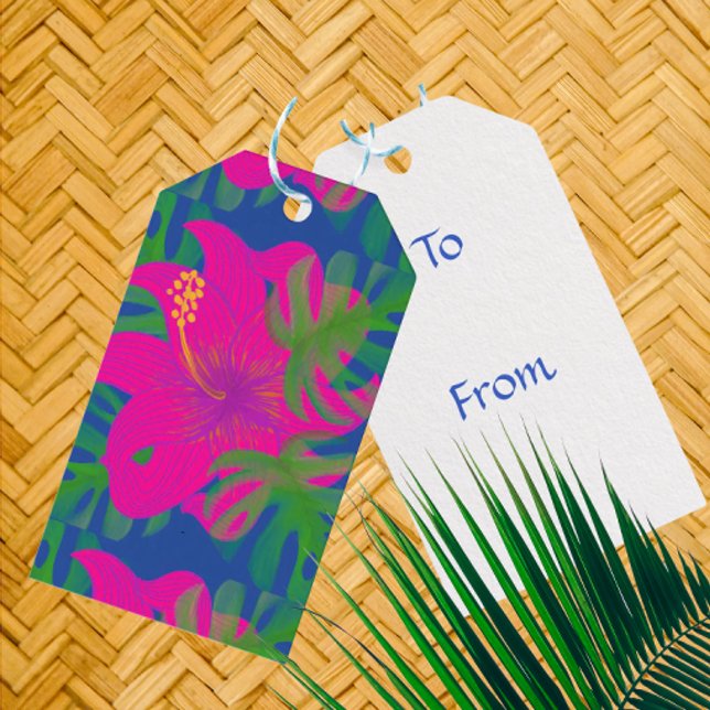 Tropical Hibiscus Philodendron  Gift Tags (Personalize the back!)