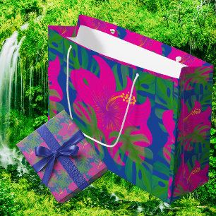 Tropical Hibiscus Philodendron Large Gift Bag
