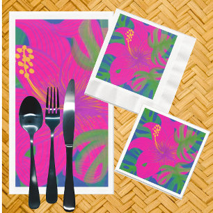 Tropical Hibiscus Philodendron Napkin