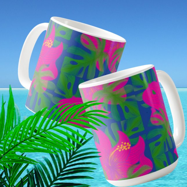 Tropical Hibiscus Philodendron Tropical  Coffee Mug (Some Kona coffee maybe?)