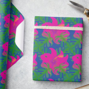 Tropical Hibiscus Philodendron Wrapping Paper